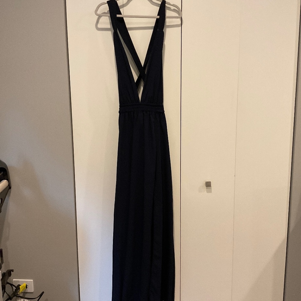 Navy blue formal wedding guest dress